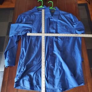 Omega Italy Men's Long Sleeve XL Dress Shirt Solid Blue Regular Fit, 2 Shirts